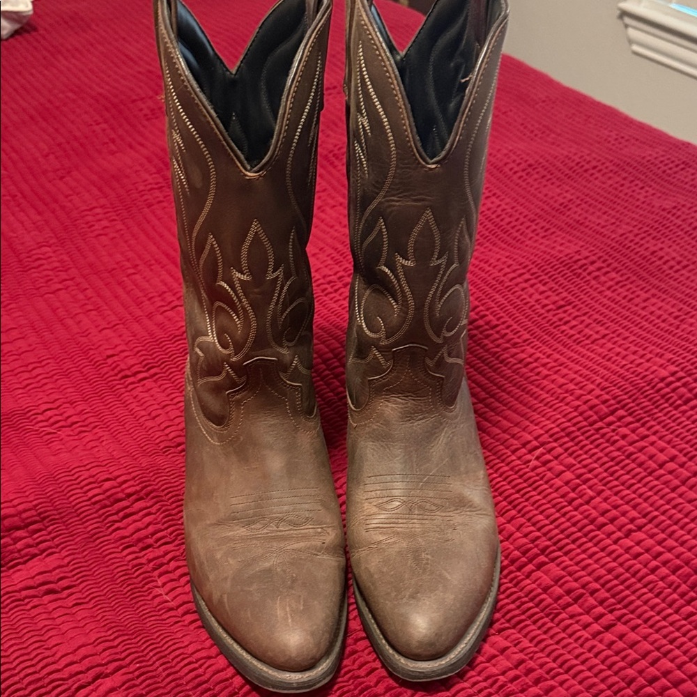 Durango Brown Leather Western Cowboy Boots with Stitch Detail